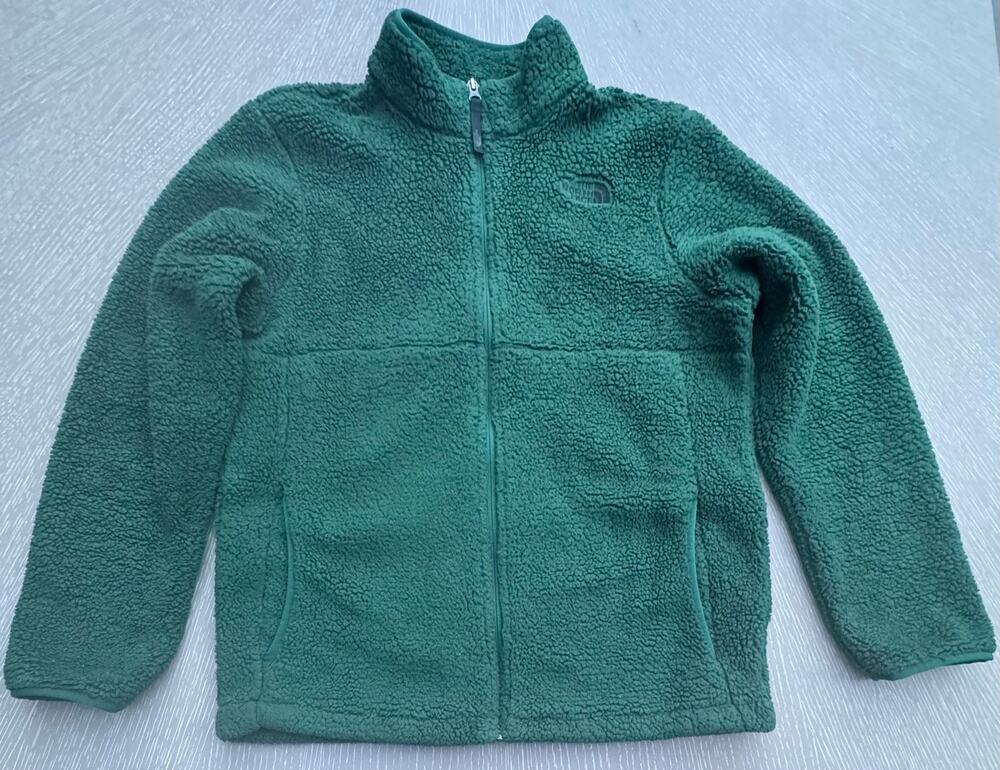 The North Face Boys XL 18/20 Dunraven Sherpa Fleece Full Zip Jacket Green